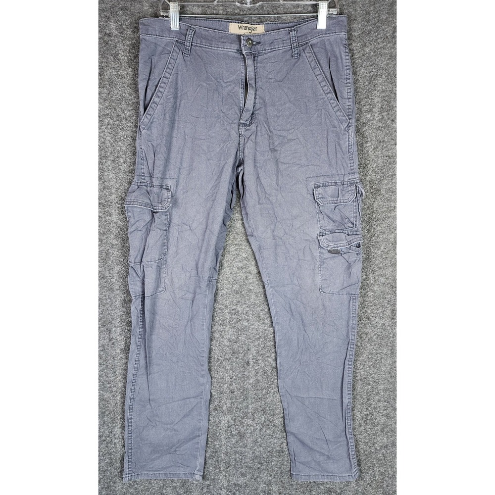 Wrangler Cargo Pants Mens 32x32 Authentics Grey Multi-Pocket Straight EUC